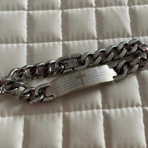 Men’s Stainless Multi-Finish Lord's Prayer and Cross ID Bracelet